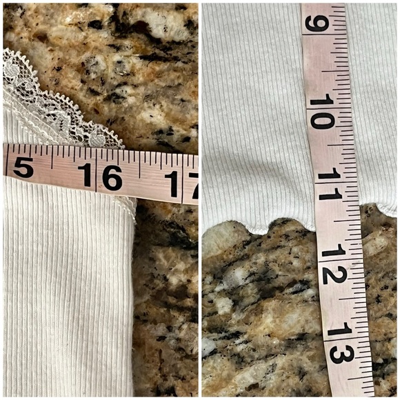 Colsie Ivory Lace Trim Crop Top Ribbed Knit L Boho Hippie Ethereal Balletcore L - Picture 5 of 10